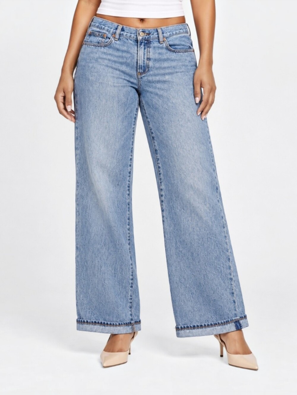 Denim Forum Ferrah Lo-Rise Wide Leg Jeans Light Wash 30" Inseam Women's Size 28